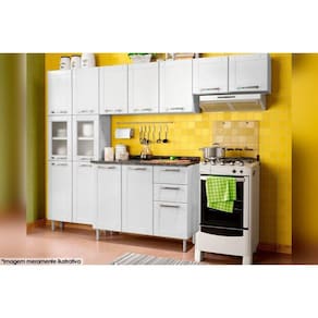 Kit de Cozinha Completa 4 Peças Múltipla (2 Armários + 1 Balcão + 1 Paneleiro) C4P81 Branco - Bertolini