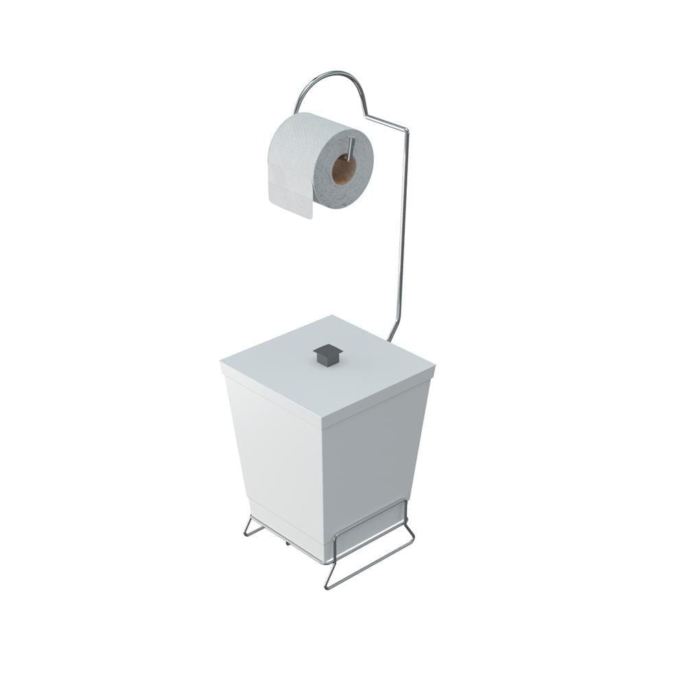 Lixeira com Suporte de Papel Higiênico Branca - Stolf