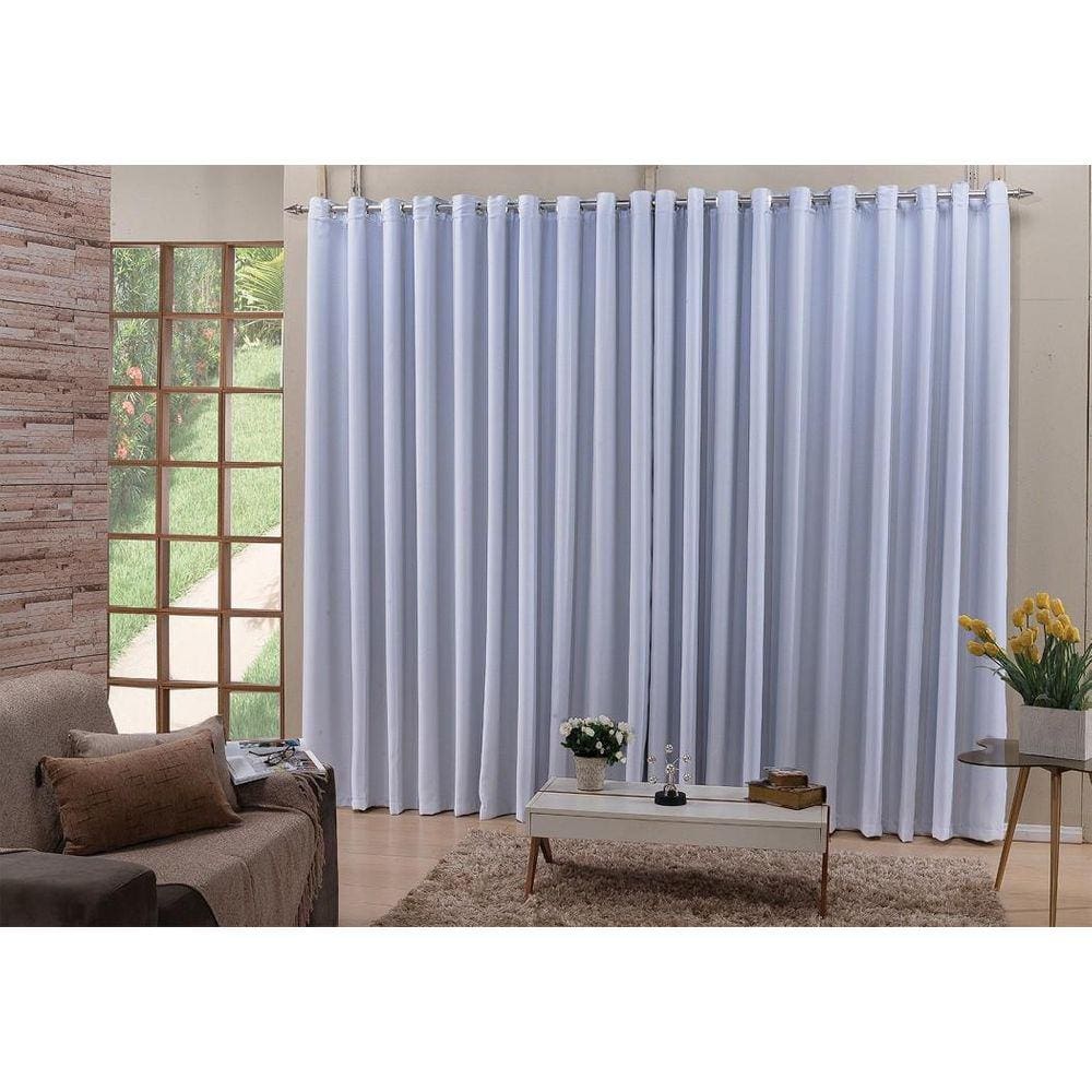 Cortina Para Sala Tecido Semi Blackout Cinza Claro 4,00X2,50