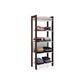 Closet de Quarto AZ1005 Armário c/ 5 Prateleiras Branco/Nogal - Tecno Mobili