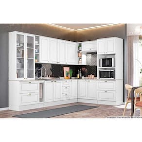 Kit de Cozinha Completa 14 Peças Americana 1 (3 Armários + 4 Balcões + 1 Paneleiro + 6 Complementos) C14P01 Branco - Henn