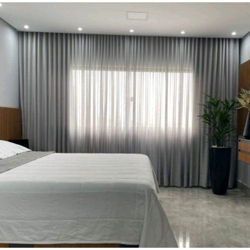 Cortina Trilho Suiço Linho Cinza 6.00 X 2.90