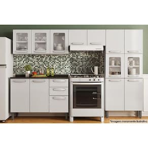 Cozinha Completa Evidence 4 Peças (2 Armários + 1 Balcão + 1 Paneleiro) C4P59 Branco - Bertolini