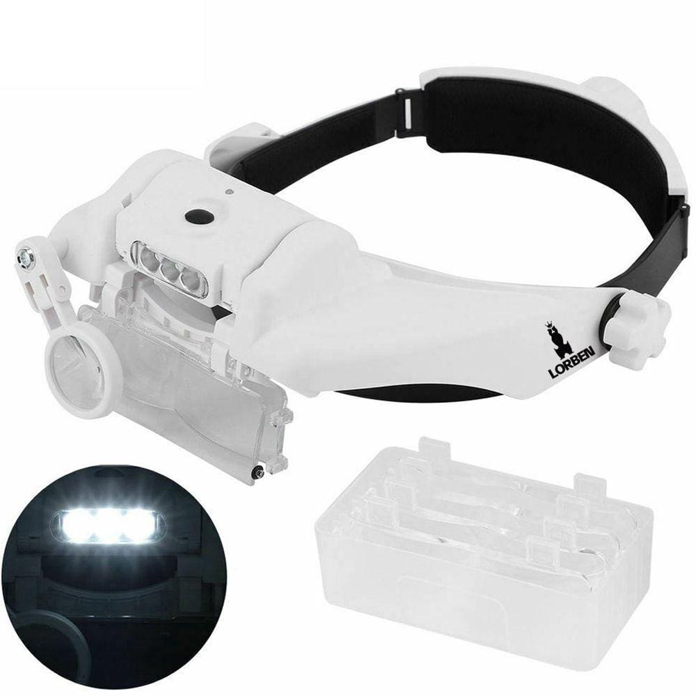 Lupa Cabeça 6 Lentes 3 Leds Estética Leitura Eletrônica