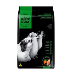 Ração Cães Three Dogs Super Adultos Raças Pequenas e Mini Frango Cenoura 15kg