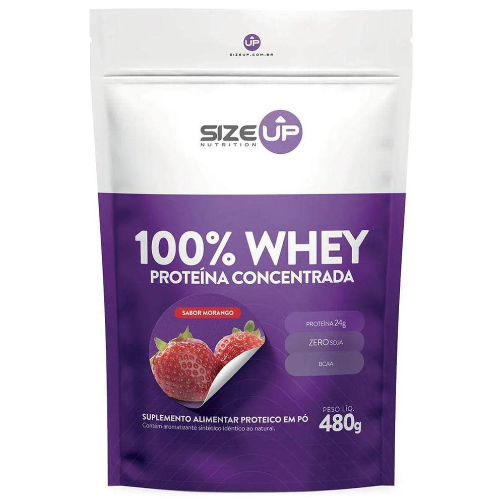 100% Whey 480 G - Size Up Morango Morango 480 G