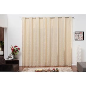 Cortina Sala Tecido Jacquard Semi Blackout Palha 4,00X2,50