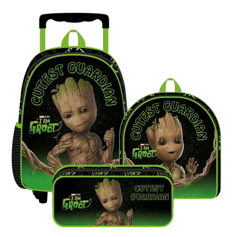 Kit Mochila de Rodinha Groot X c/ Lancheira e Estojo Xeryus