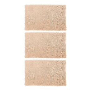 Kit 03 Tapetes De Banheiro Microfibra Bolinha 58X38Cm Bege
