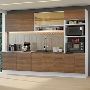 Armário de Cozinha Completa 310cm Branco/Rustic Stella Madesa 02