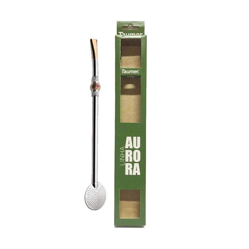 Bomba Chimarrão Ferro Com Anel Com Pedra - 23Cm