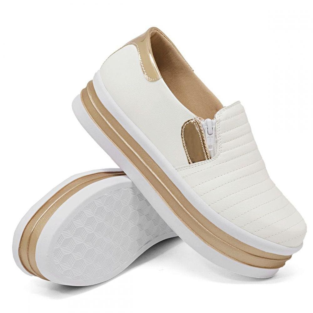 Tênis Slip On Feminino Sola Borracha Macia Plataforma Moda Casual Conforto Praticidade