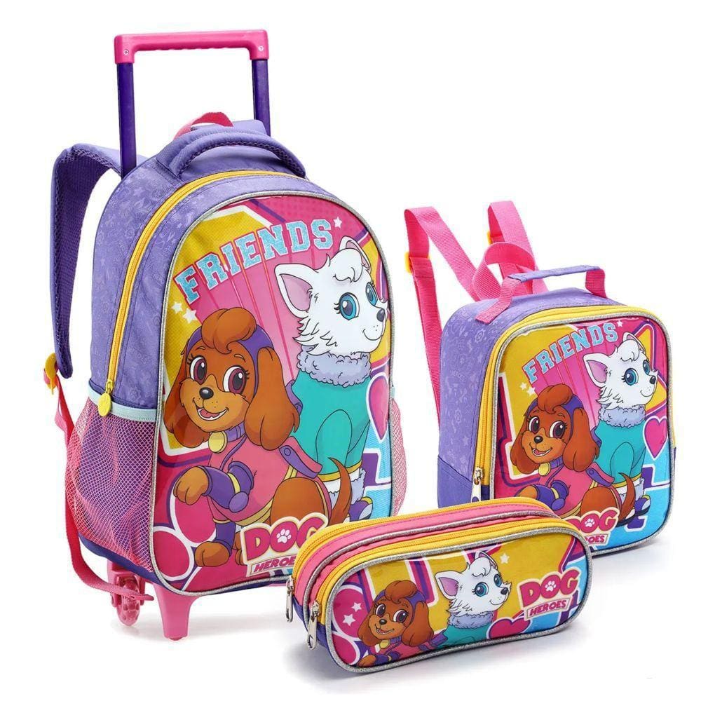 Kit Escolar Mochila+Lancheira+Estojo Dog Heroes Rs - Seanite