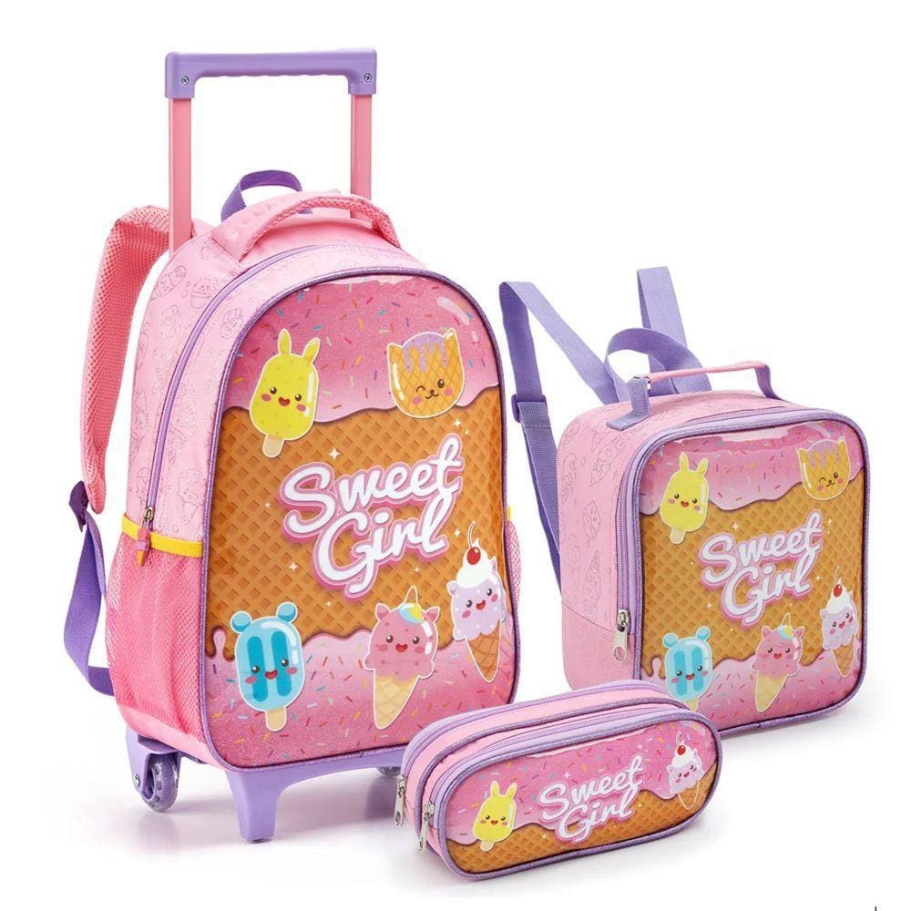 Kit Escolar Mochila + Lancheira + Estojo Sweet Girl -Seanite