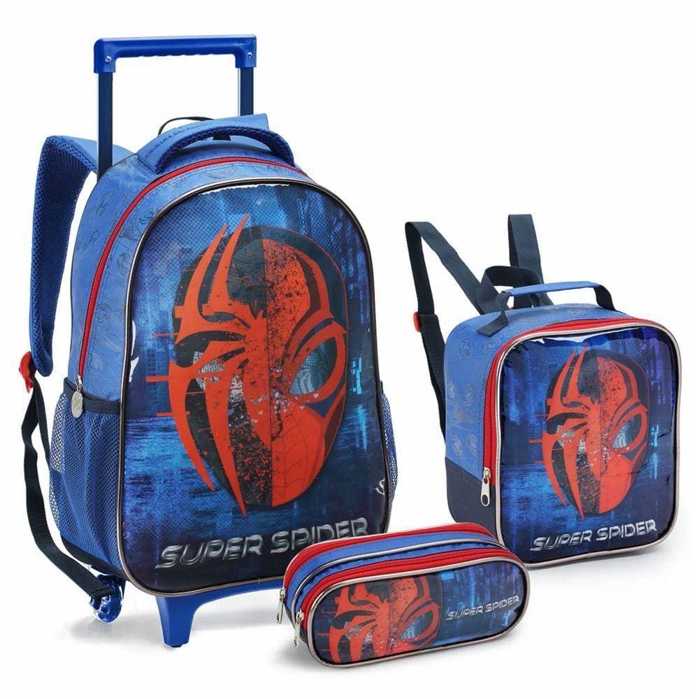 Kit Escolar Mochila+Lancheira+Estojo Super Spider Seanite