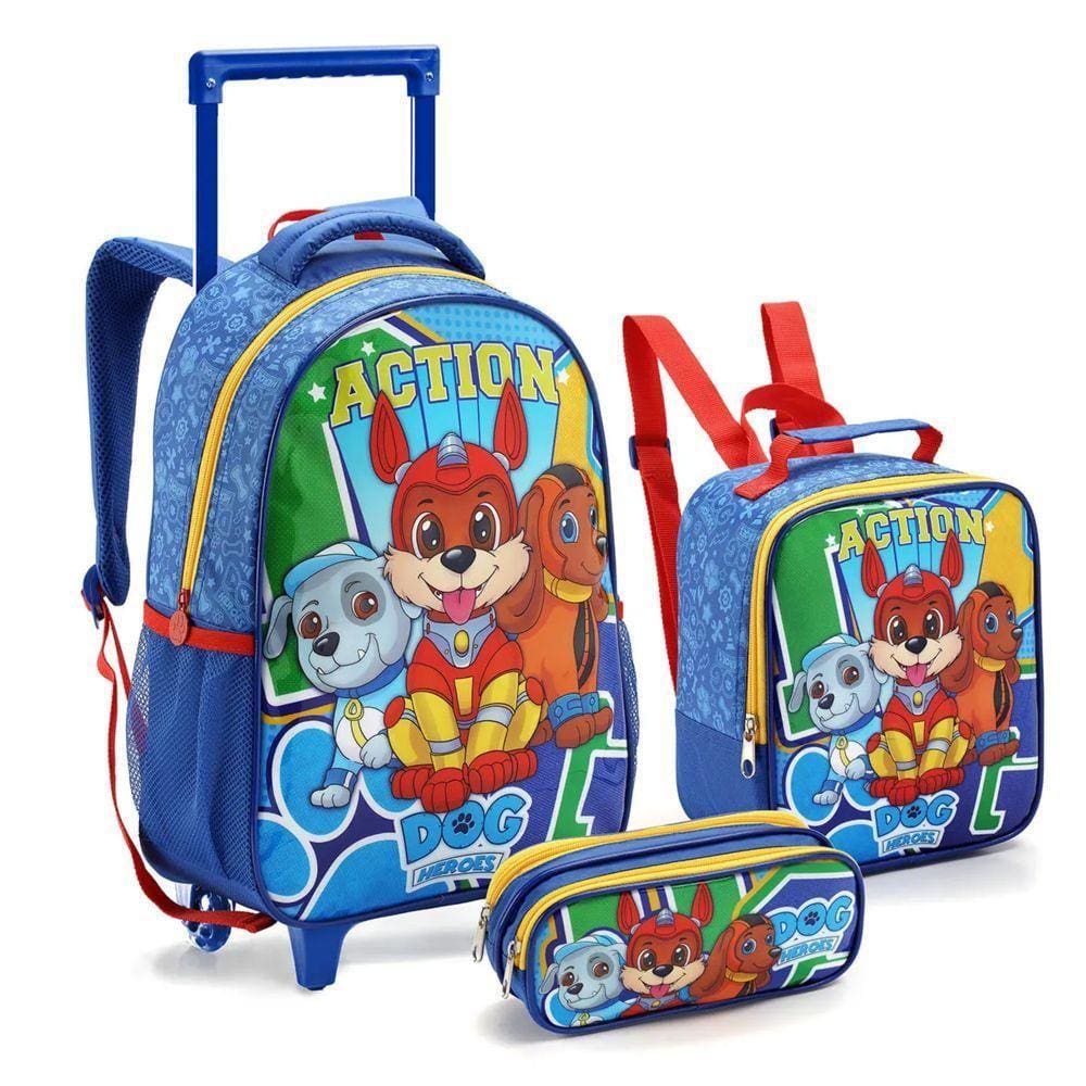 Kit Escolar Mochila+Lancheira+Estojo Dog Heroes Az - Seanite