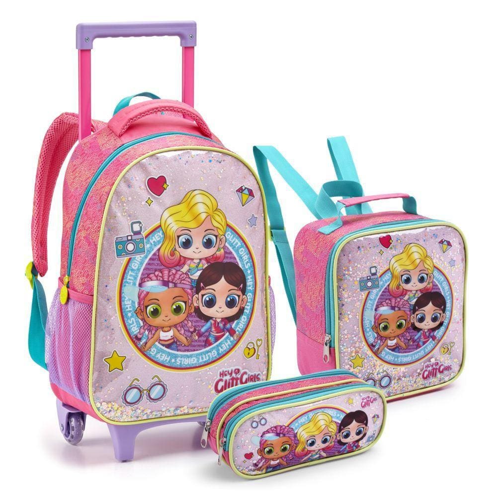 Kit Escolar Mochila+Lancheira+Estojo Hey Glitt Girls Seanite