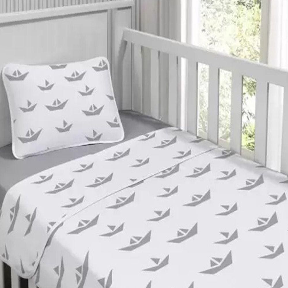 Jogo de Cama Tecebem Malha Mini Cama(Montessoriana)Saude 3 Peças Cinza