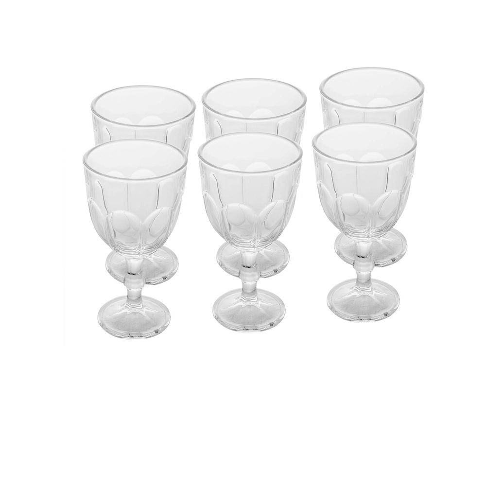 Conjunto 6 Taças para Água de Vidro Faces Transparente 300ml Lyor