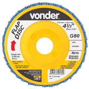 Flap Disc 4.1/2 G80 Costado Pvc Reto Para Aço Carbono E Inox