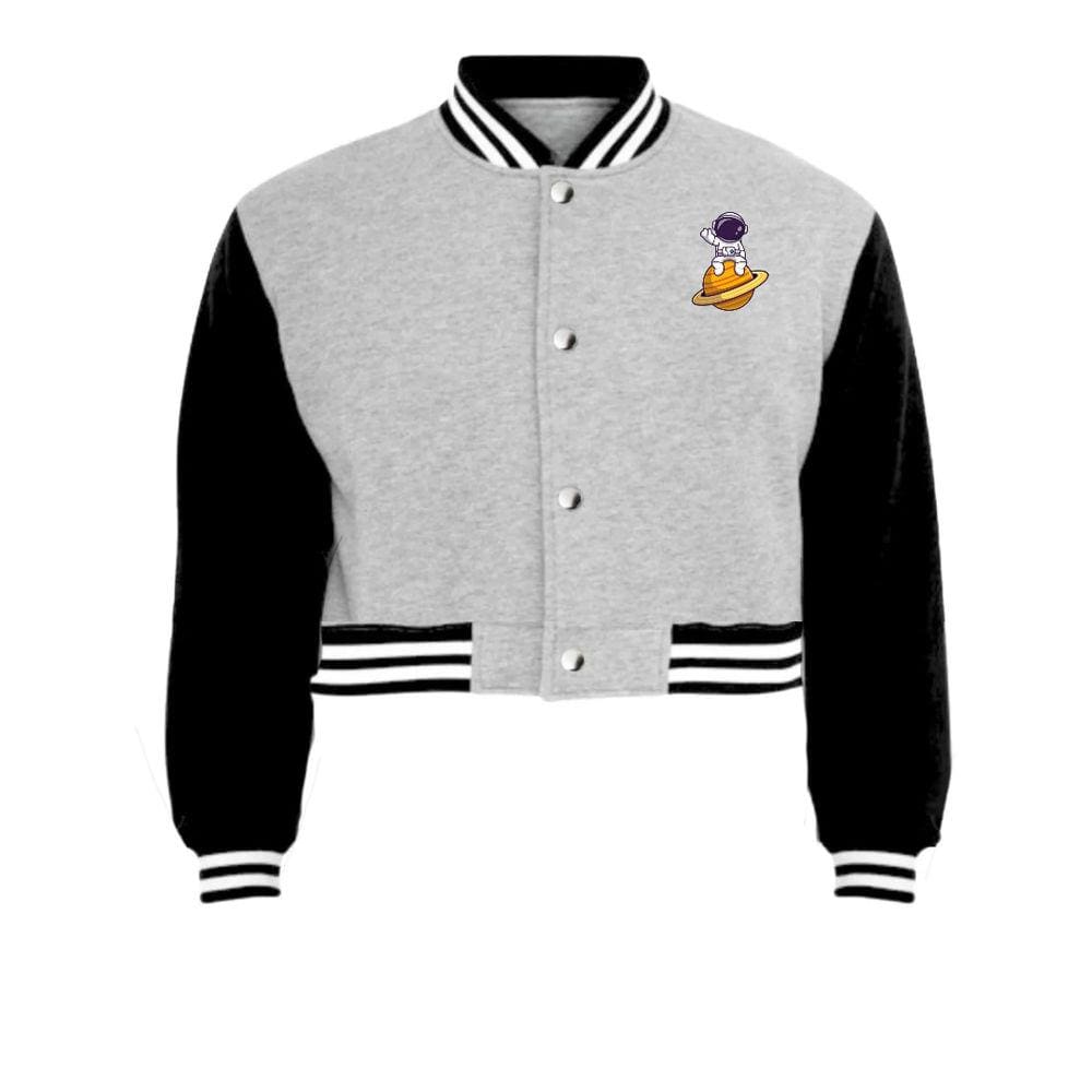 Jaqueta Cropped Moletom Astronauta Saturno Feminina Colegial