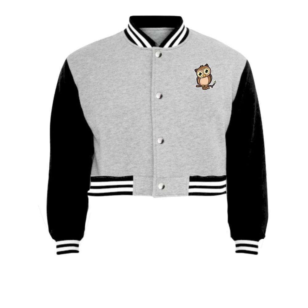Jaqueta Cropped Moletom Coruja Feminina Colegial