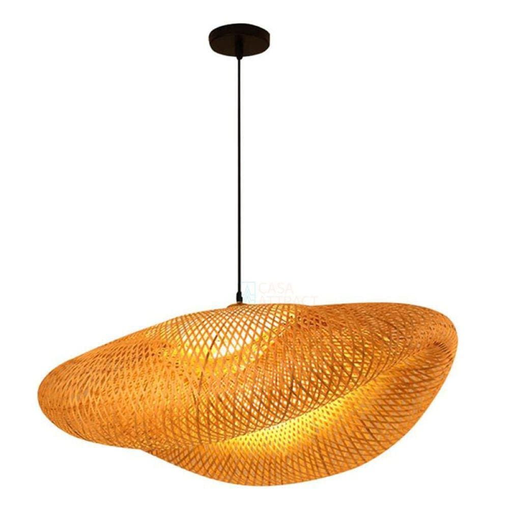 Luminária de Teto Lustre Pendente Bambu Fundamentum Honolulu Rústico 60cm Bamboo