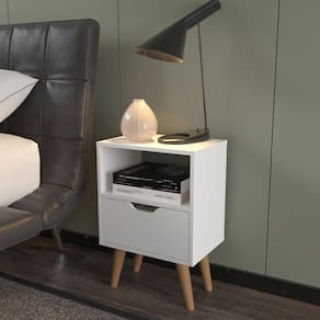 Mesa de Cabeceira em Mdp 1 Gaveta Cm8036 Branco