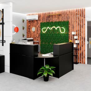 Balcão Atendimento De Canto Em L Recepção Consultório 120x60cm Preto