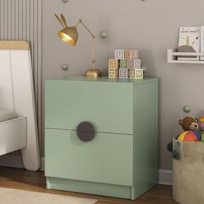 Mesa de Cabeceira Infantil com 2 Gavetas Joy Kids Cabecasa Madeiramadeira Verde