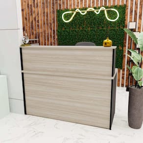 Balcão Atendimento Recepção Consultório Com Gaveta 120x60cm Carvalho