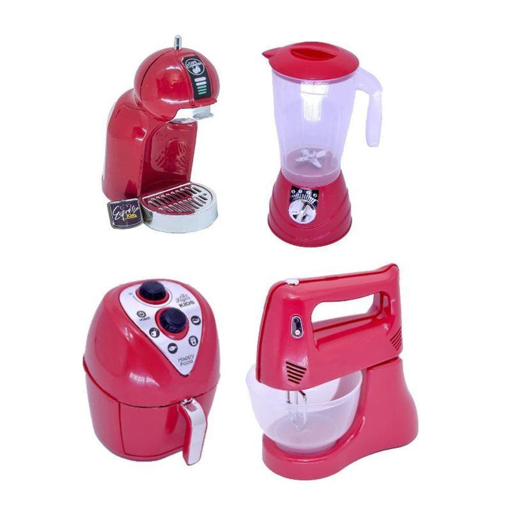 Cozinha Infantil Brinquedo Vermelho - Kit 5 Peças