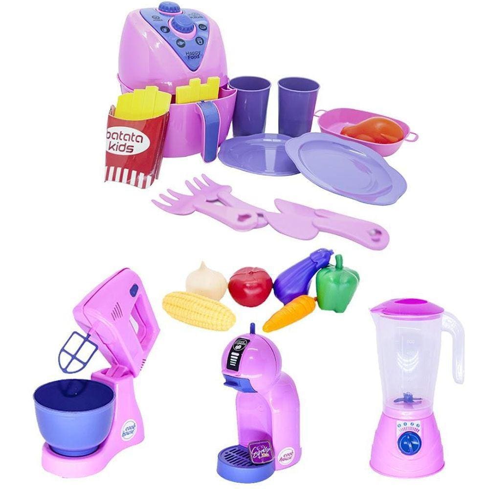 Kit Jantar Menina Café Bolo Liquidificador Comida Legume 24P