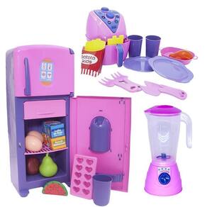 Cozinha Infantil Rosa Menina Brinquedo Jantar Comida 25Pç