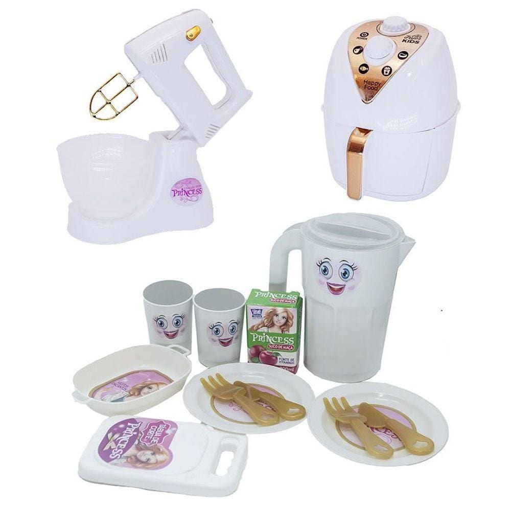Kit Cozinha Princesa Menina Eletro Jantar Brinquedo 14Pç