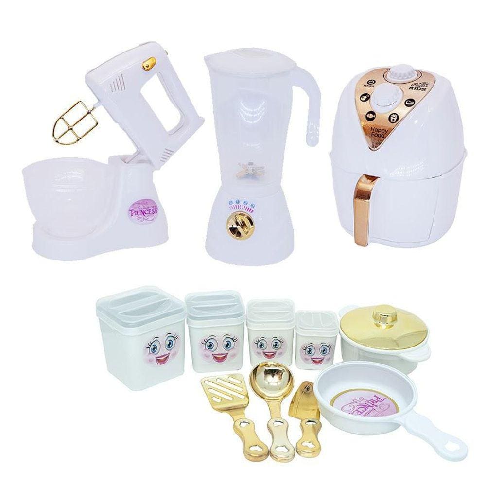 Kit Casinha Princesa Menina Branco Air Fryer Batedeira 12Pç
