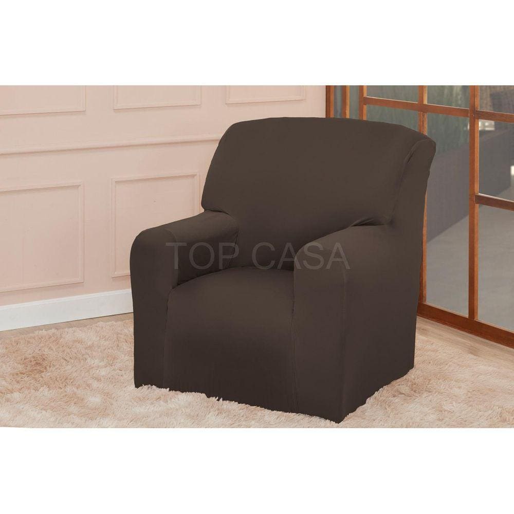 Capa Protetor Sofá Poltrona Papai 1 Lugar Coladinha Marrom