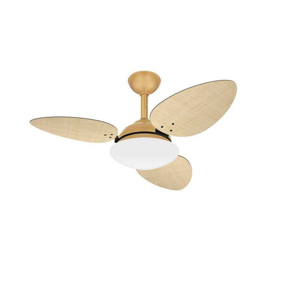 Ventilador Teto Pétalo 3 Pás Palha Dourado Turbo Ventax 220V