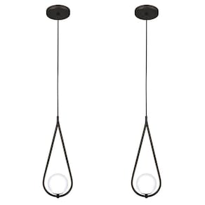 Kit 2 Luminárias Lustre Teto Pendente Gota Globo Sala Preto