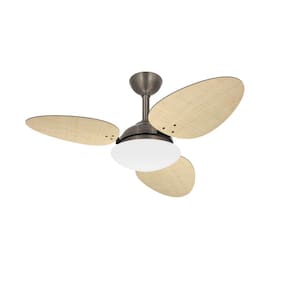 Ventilador Teto Trevo 3 Pás Palha Natural Quarto Ventax 110V