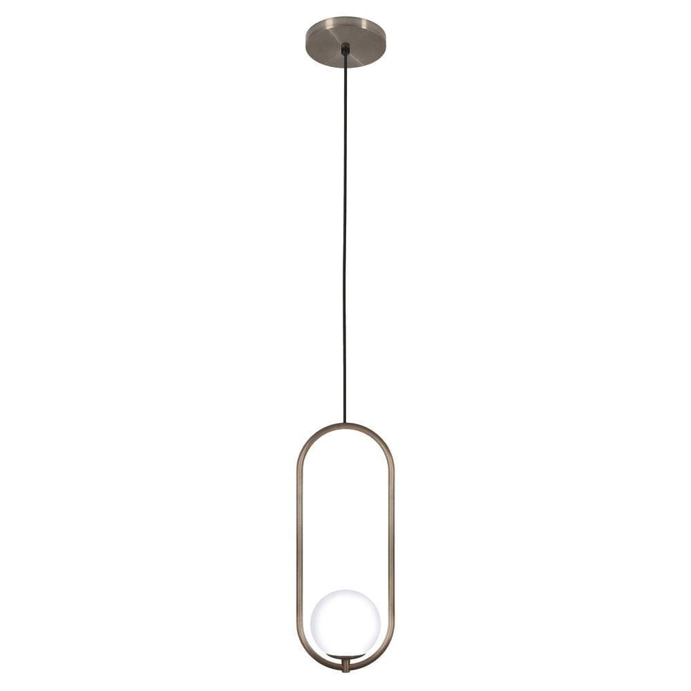Pendente Teto Luminária Arco Globo Vidro Cabeceira Bronze