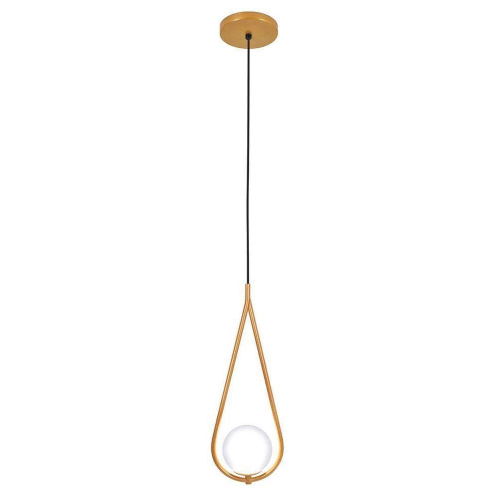 Luminária Teto Pendente Gota Globo Vidro Cama Quarto Dourado