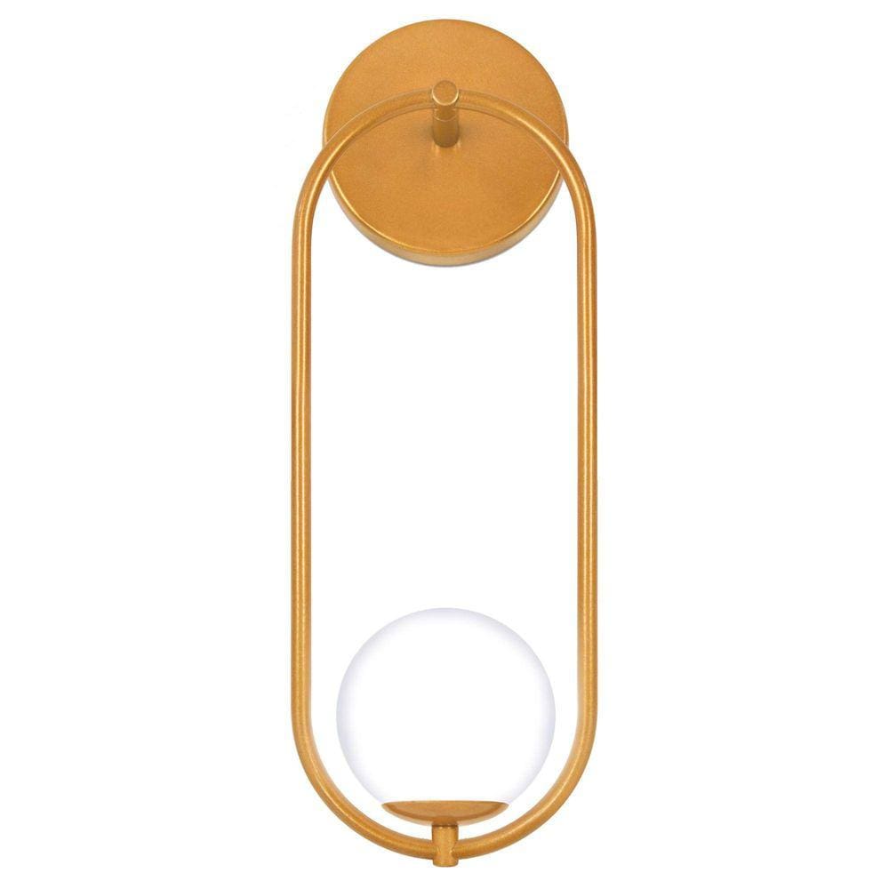 Arandela Parede Aro Oval Globo Vidro Quarto Sala Dourado