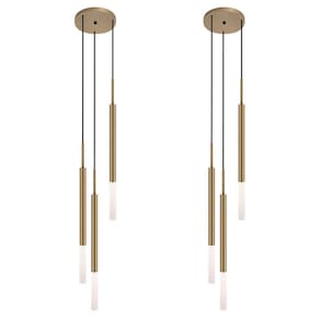 Kit 2 Luminárias Pendente Teto Tubo Triplo Difusor Bronze