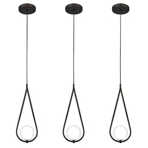 Kit 3 Luminárias Lustre Teto Pendente Gota Globo Sala Preto