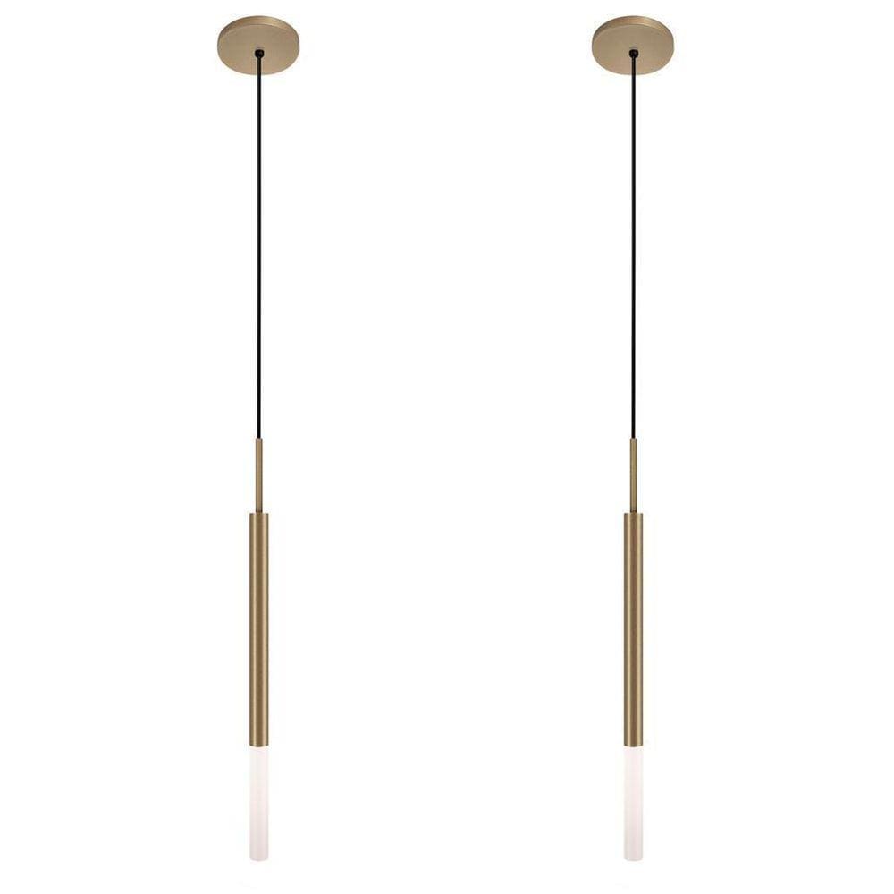 Kit 2 Pendentes Teto Luminária Tubo Difusor Sala Hall Bronze