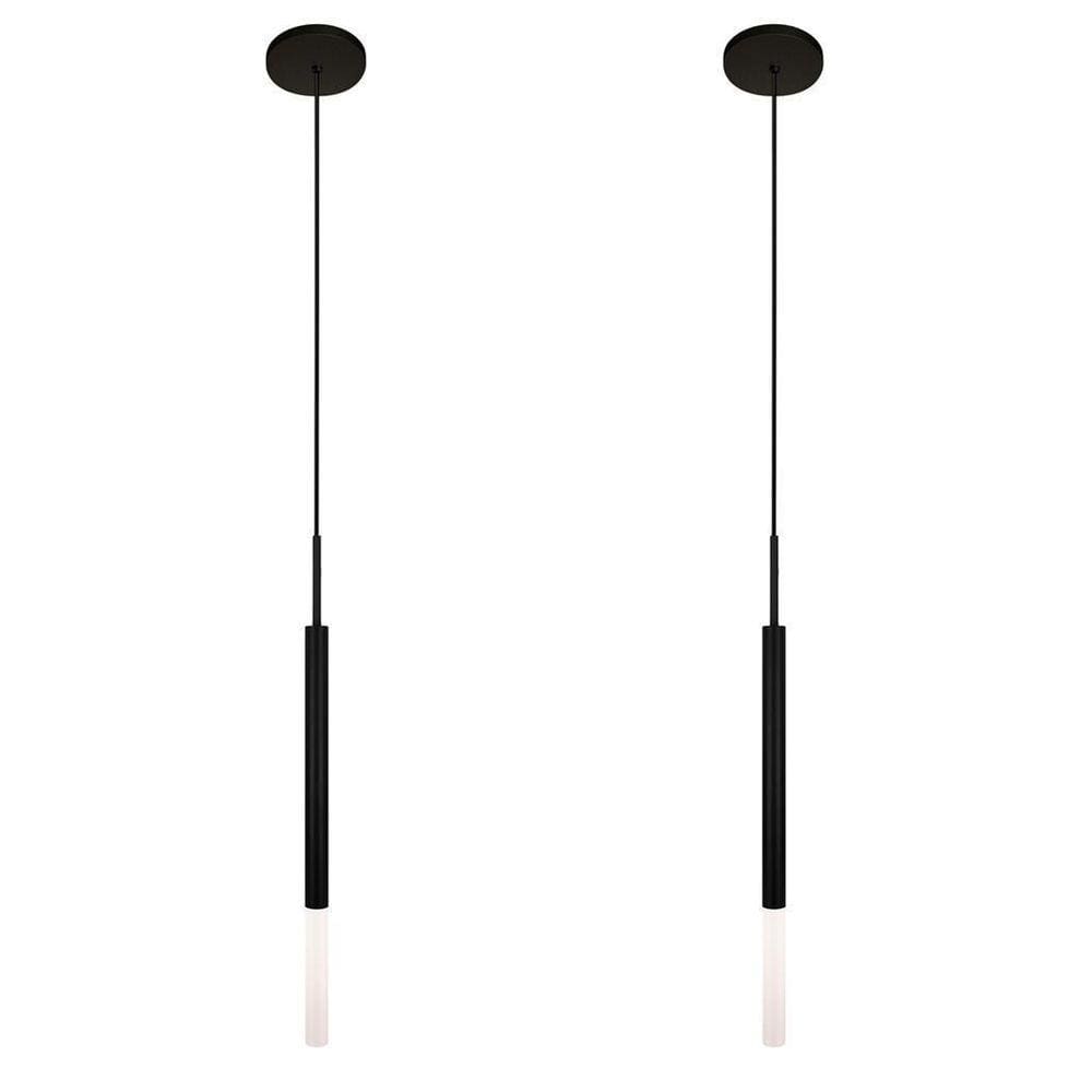 Kit 2 Pendentes Luminária De Teto Tubo Difusor Balcão Preto