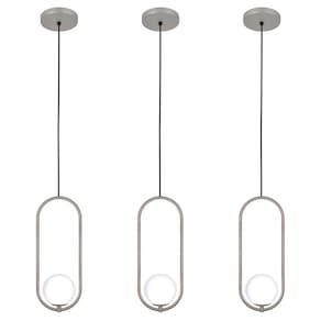 Kit 3 Luminárias Teto Lustre Arco Globo Cozinha Mesa Prata