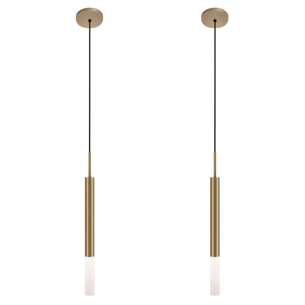 Kit 2 Pendentes Teto Luminária Tubo Difusor Mesa Sala Bronze