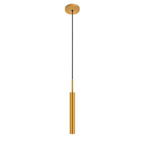 Pendente Luminária Teto Tubo Sala Quarto Cama Dourado 40Cm